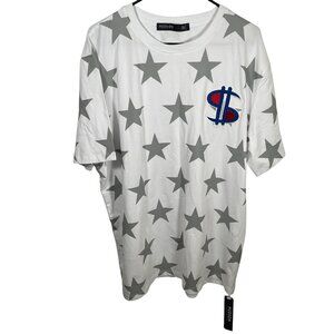 Hudson Outerwear All Star T Shirt Mens Size 3X White SS Gray Stars New NWT